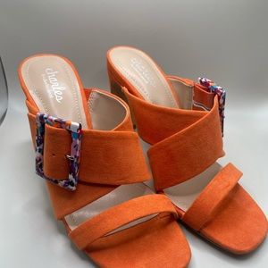 Charles by Charles David Mango Suede Criss Cross Strap Buckle Heels 6.5